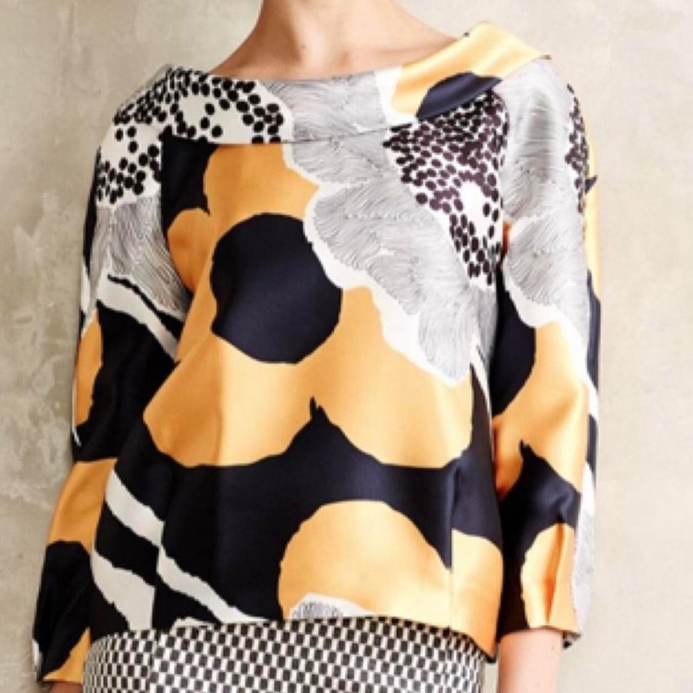 Anthropologie / Raoul for Made in Kind | Arista Abstract Floral Print Top, Sz 0